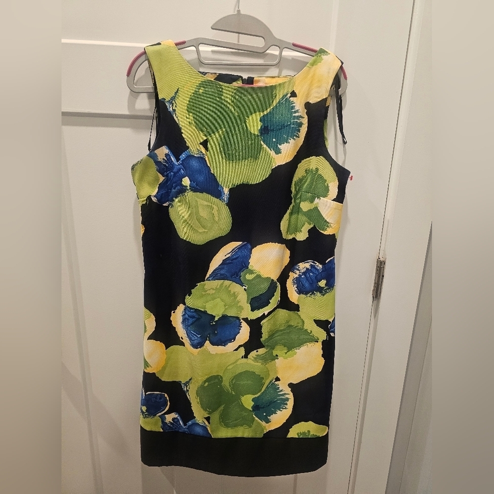 ALYX Dress Women’s Size 10 Sleeveless Floral Sheath Navy Green Yellow Blue Cockt